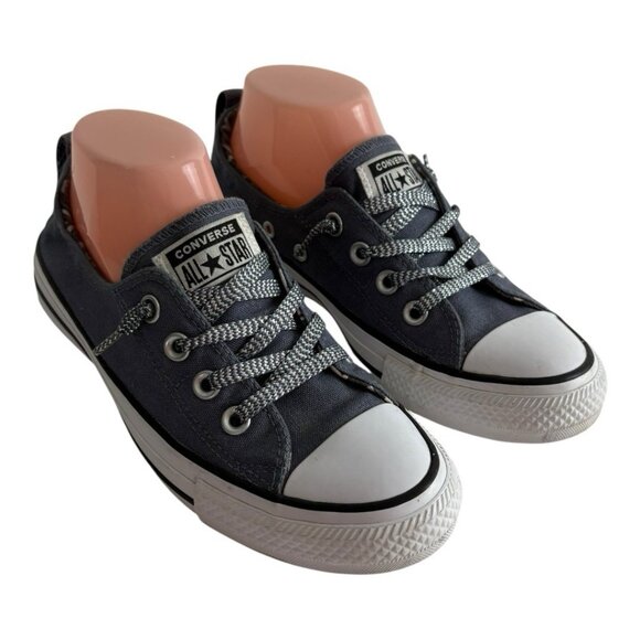 Converse All Star Womens Shoes Size 7 Gray Low Top Slip on Shoreline Peace Love - Picture 1 of 10